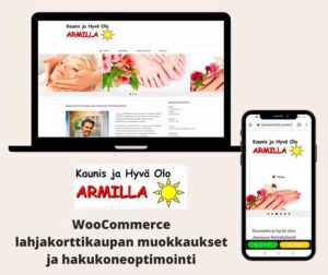 digitimantti, timanttipuoti, kauneushoitola armilla, woocommerce verkkokauppa, lahjakorttikauppa